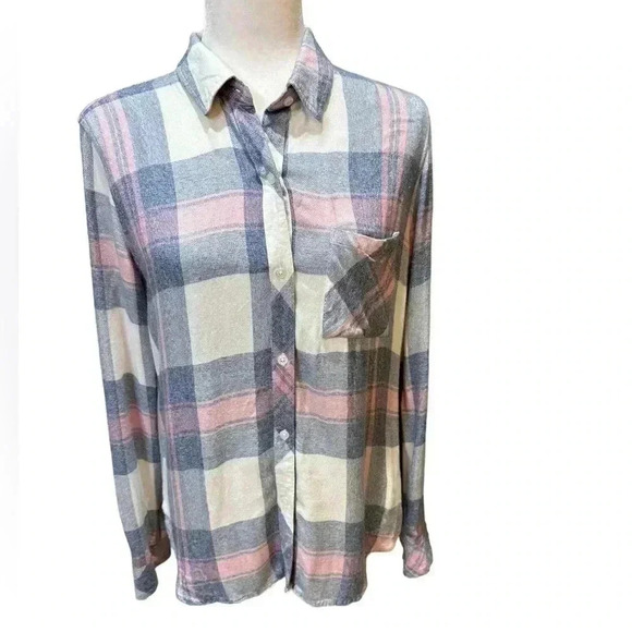 Rails Hunter Mulberry Blue White Pink Plaid Button Down Shirt Size S - Picture 5 of 8